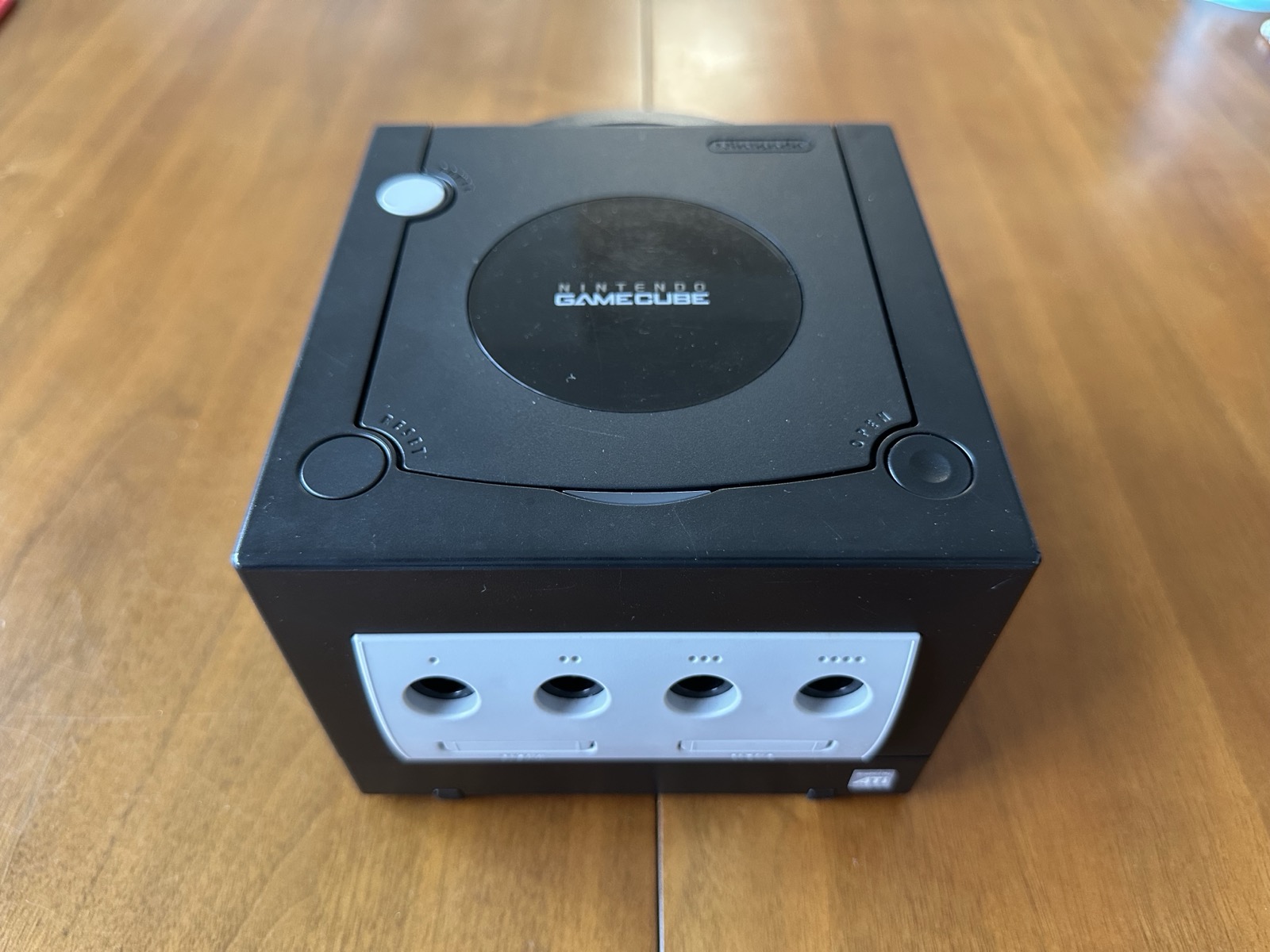 A black Japanese GameCube before its GC Loader install