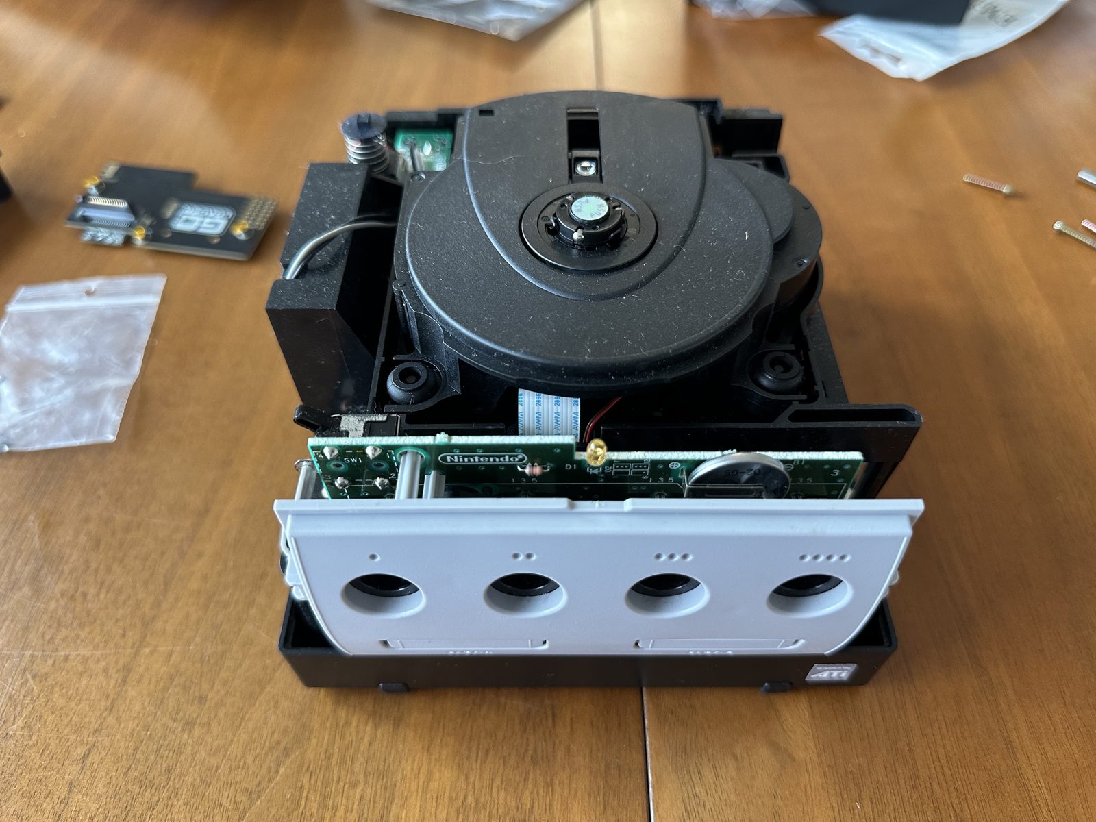 The optical drive, exposed once the shell is off