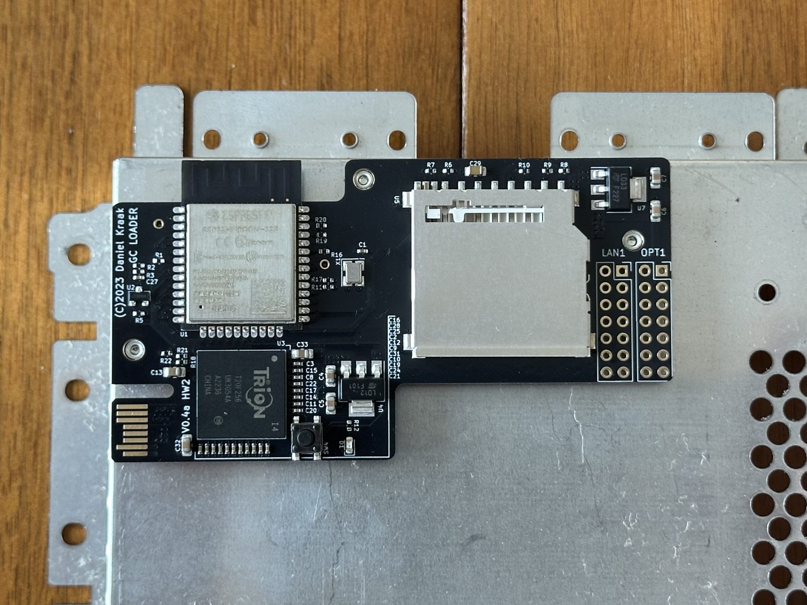 The GC Loader board in close-up, on the drive-bay shield