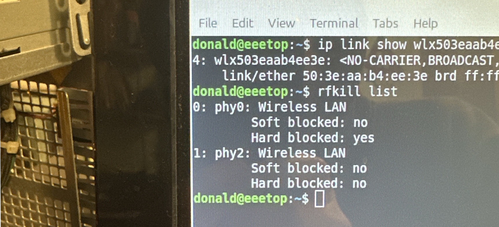 Built in Wi-Fi adapter is Hard blocked