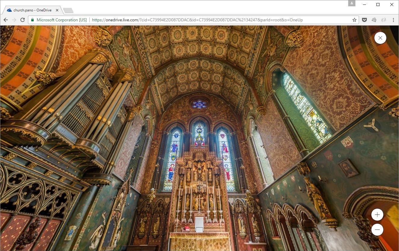 OneDrive 360 VR viewer. Click and drag to pan around the scene