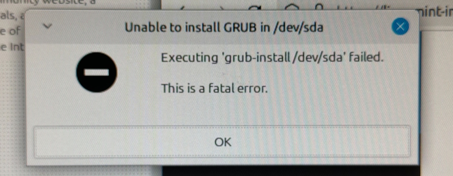 GRUB error during install