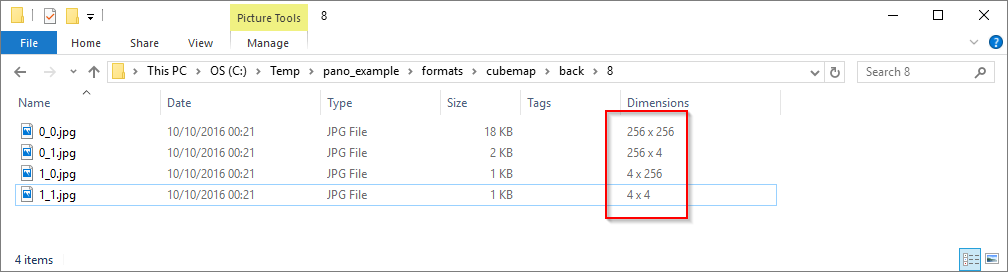 .pano tile dimensions - 256 pixels