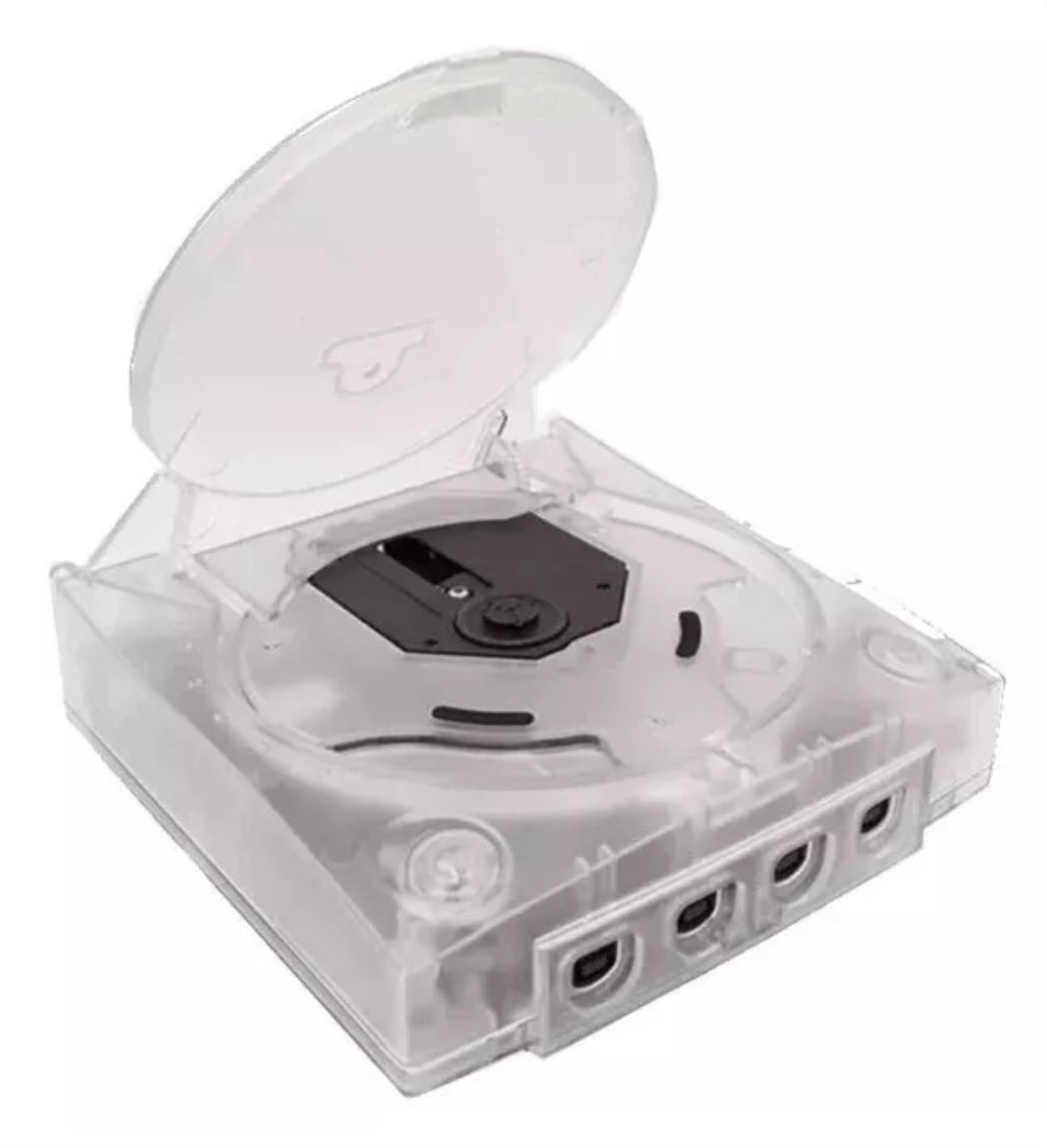 A clear reproduction Dreamcast shell, considered as a replacement.