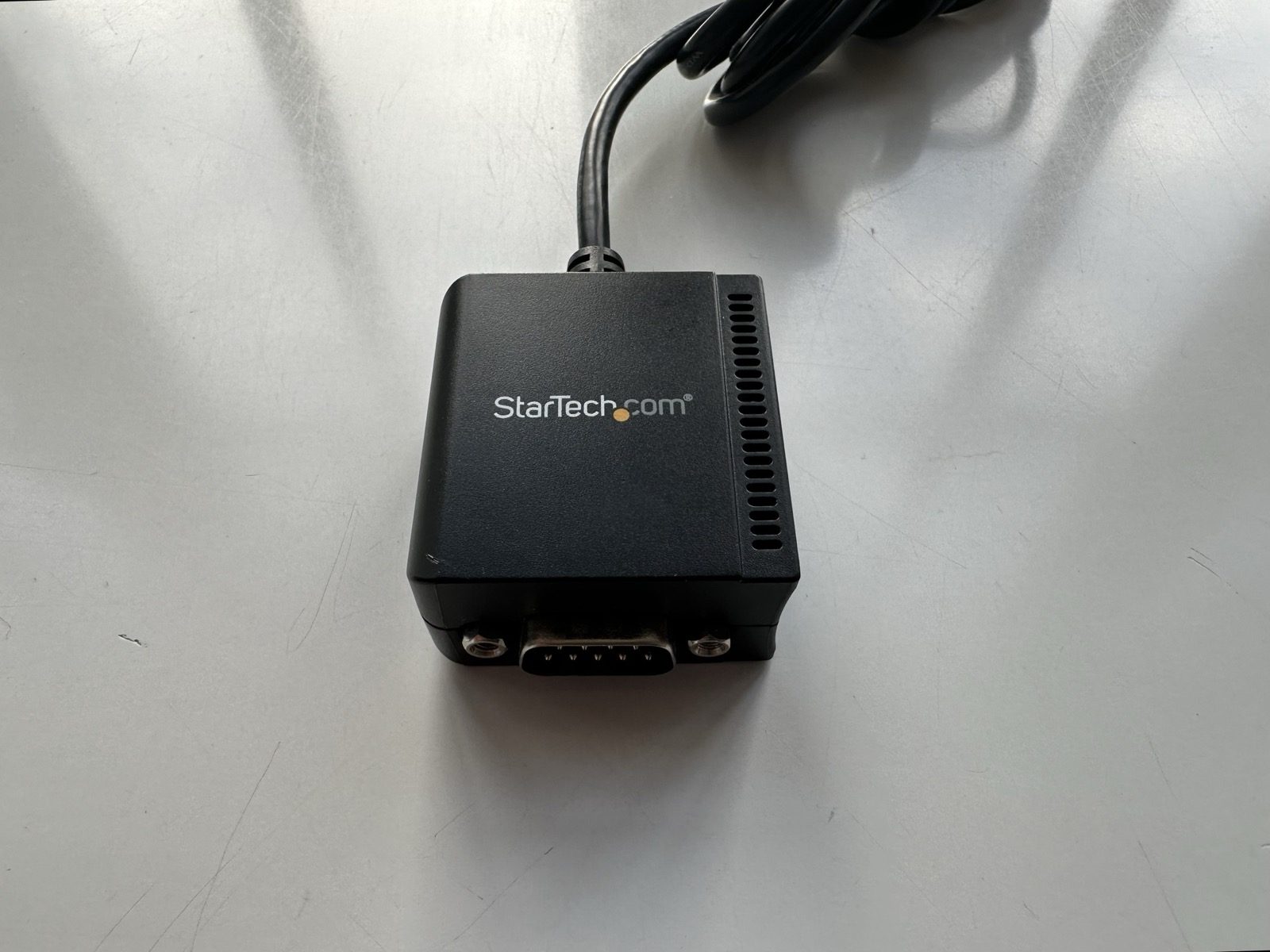 My StarTech ICUSB2321F USB-to-serial adapter, used to rescue files off a dying Amstrad PC1640 hard drive