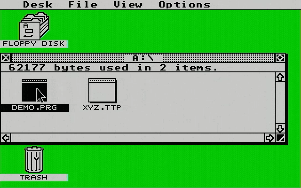 DEMO.PRG successfully transferred via ZMODEM