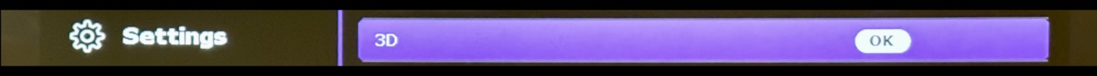 Projector menu showing 3D option