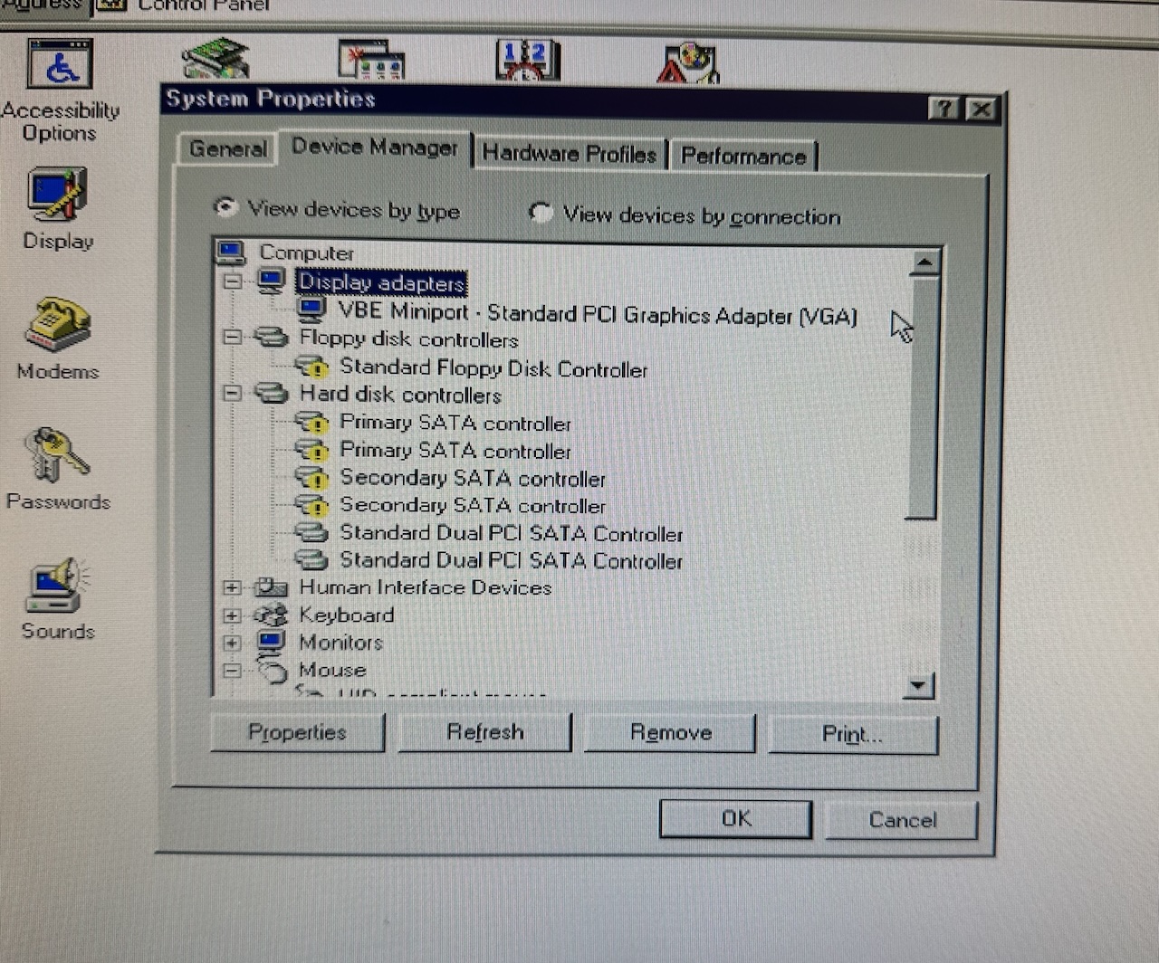 Windows 98 running on the VBEMP display driver as a fallback