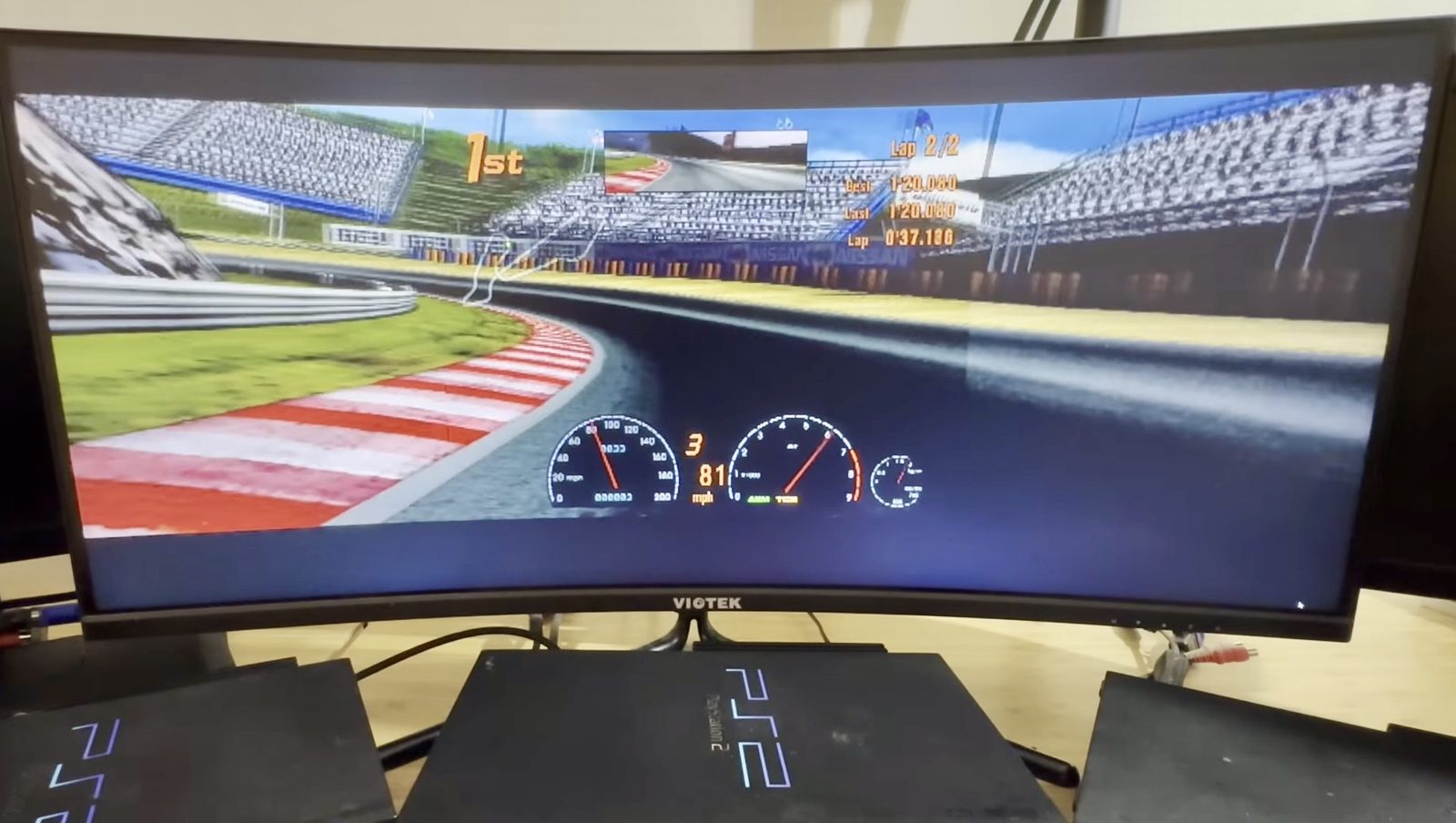 How to Play Gran Turismo 3 Across Three Screens with Three PlayStation 2s