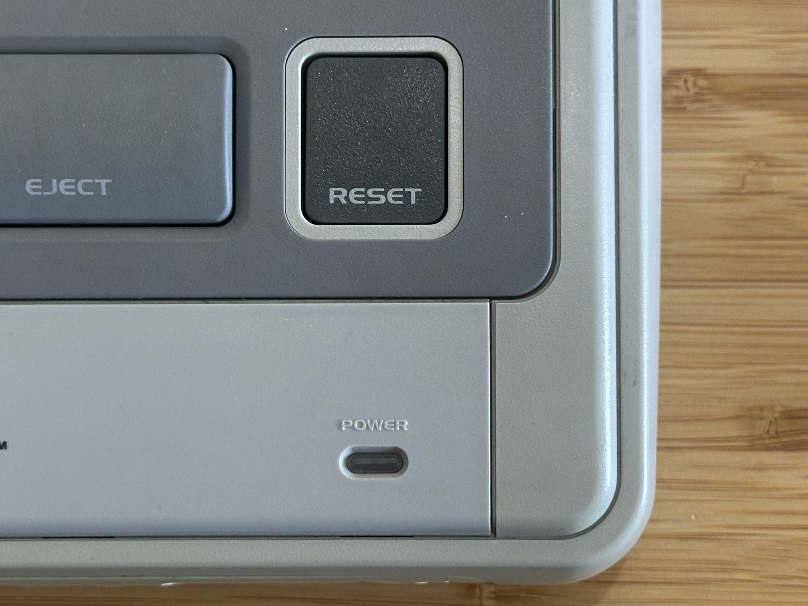 The stock-looking RESET button from outside