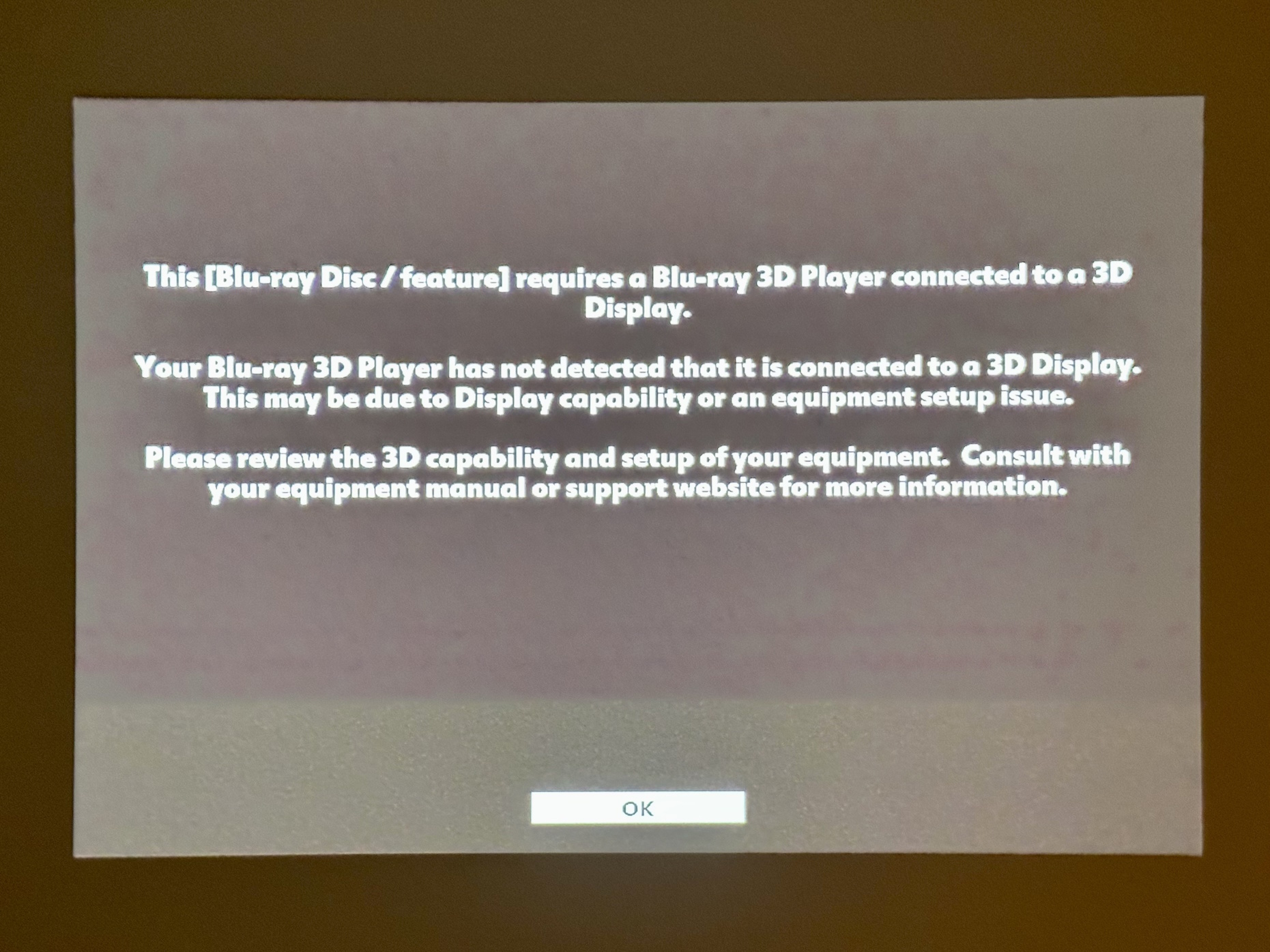 Blu-ray 3D error message