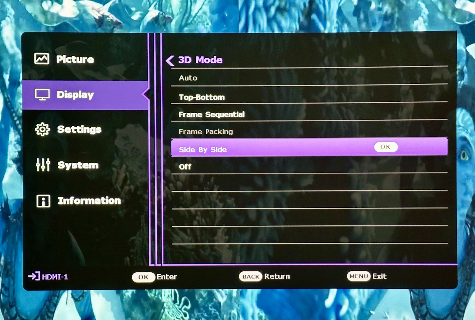 3D mode menu