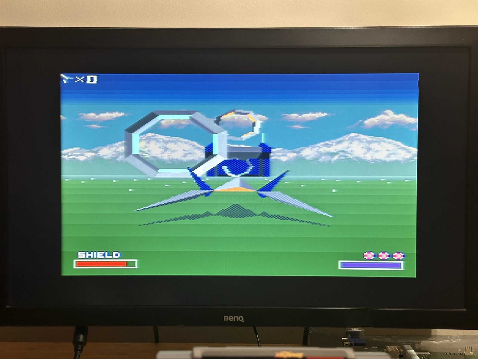 Star Fox gameplay on the BenQ monitor