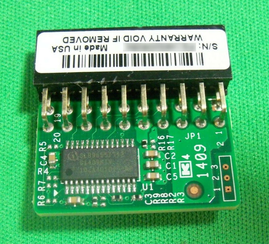 A Supermicro discrete TPM module
