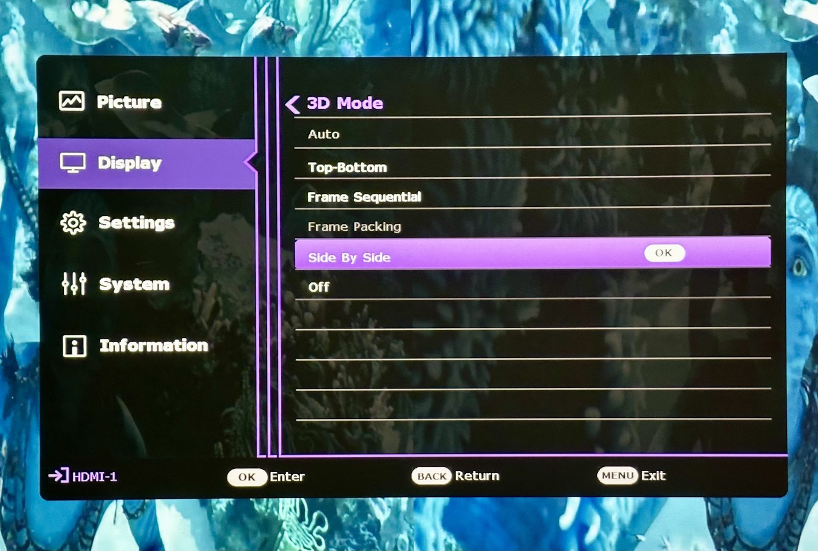 3D mode menu